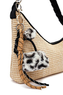 Kadın Krem Aksesuarlı Hasır Omuz Çantası | Derimod Kadın Krem Aksesuarlı Hasır Omuz Çantası | Derimod