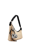 Kadın Krem Aksesuarlı Hasır Omuz Çantası | Derimod Kadın Krem Aksesuarlı Hasır Omuz Çantası | Derimod