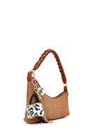 Women's Brown Accessory Straw Shoulder Bag | Derimod Women's Brown Accessory Straw Shoulder Bag | Derimod