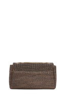 Women's Brown Long Chain Strap Straw Shoulder Bag | Derimod Women's Brown Long Chain Strap Straw Shoulder Bag | Derimod