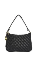 Women's Black Knitted Patterned Shoulder Bag | Derimod Women's Black Knitted Patterned Shoulder Bag | Derimod