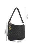 Women's Black Knitted Patterned Shoulder Bag | Derimod Women's Black Knitted Patterned Shoulder Bag | Derimod