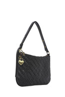 Women's Black Knitted Patterned Shoulder Bag | Derimod Women's Black Knitted Patterned Shoulder Bag | Derimod