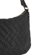 Women's Black Knitted Patterned Shoulder Bag | Derimod Women's Black Knitted Patterned Shoulder Bag | Derimod