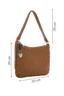 Women's Brown Knitted Patterned Shoulder Bag | Derimod Women's Brown Knitted Patterned Shoulder Bag | Derimod