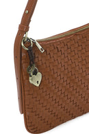 Women's Brown Knitted Patterned Shoulder Bag | Derimod Women's Brown Knitted Patterned Shoulder Bag | Derimod