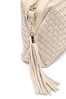 Kadın Krem Örgülü Çapraz Çanta | Derimod Kadın Krem Örgülü Çapraz Çanta | Derimod