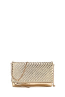 Women's Gold Long Chain Strap Braided Clutch Bag | Derimod Women's Gold Long Chain Strap Braided Clutch Bag | Derimod