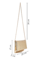 Women's Gold Long Chain Strap Braided Clutch Bag | Derimod Women's Gold Long Chain Strap Braided Clutch Bag | Derimod