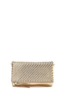 Women's Gold Long Chain Strap Braided Clutch Bag | Derimod Women's Gold Long Chain Strap Braided Clutch Bag | Derimod