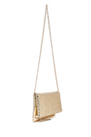 Women's Gold Long Chain Strap Braided Clutch Bag | Derimod Women's Gold Long Chain Strap Braided Clutch Bag | Derimod