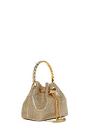 Kadın Bej Uzun Zincir Askılı Taşlı Mini Abiye Kol Çantası | Derimod Kadın Bej Uzun Zincir Askılı Taşlı Mini Abiye Kol Çantası | Derimod