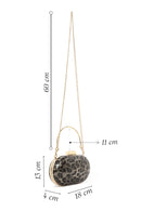 Women's Gold Leopard Pattern Long Strap Mini Clutch Evening Bag | Derimod Women's Gold Leopard Pattern Long Strap Mini Clutch Evening Bag | Derimod