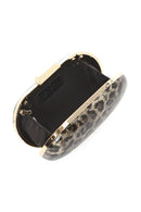 Women's Gold Leopard Pattern Long Strap Mini Clutch Evening Bag | Derimod Women's Gold Leopard Pattern Long Strap Mini Clutch Evening Bag | Derimod