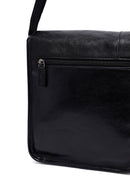 Men's Black Long Strap Leather Messenger Bag | Derimod Men's Black Long Strap Leather Messenger Bag | Derimod