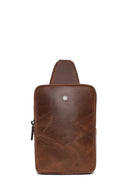 Men's Brown Mini Leather Crossbody Bag | Derimod Men's Brown Mini Leather Crossbody Bag | Derimod