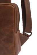 Men's Brown Mini Leather Crossbody Bag | Derimod Men's Brown Mini Leather Crossbody Bag | Derimod