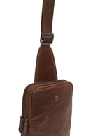Men's Brown Mini Leather Crossbody Bag | Derimod Men's Brown Mini Leather Crossbody Bag | Derimod