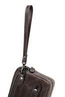 Erkek Gri Deri Mini El Çantası | Derimod Erkek Gri Deri Mini El Çantası | Derimod