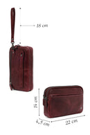 Men's Burgundy Leather Mini Handbag | Derimod Men's Burgundy Leather Mini Handbag | Derimod