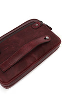 Men's Burgundy Leather Mini Handbag | Derimod Men's Burgundy Leather Mini Handbag | Derimod