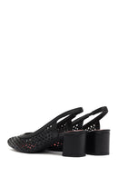 Derimod Gritti Women's Black Open Back Short Thick Heeled Leather Shoes | Derimod Derimod Gritti Women's Black Open Back Short Thick Heeled Leather Shoes | Derimod
