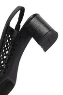 Derimod Gritti Women's Black Open Back Short Thick Heeled Leather Shoes | Derimod Derimod Gritti Women's Black Open Back Short Thick Heeled Leather Shoes | Derimod