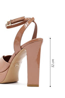 Women's Beige Ankle Buckle High Thick Heel Platform Patent Leather Sandals | Derimod Women's Beige Ankle Buckle High Thick Heel Platform Patent Leather Sandals | Derimod