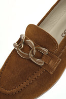 Women's Tan Suede Leather Masculine Loafer | Derimod Women's Tan Suede Leather Masculine Loafer | Derimod