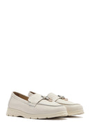 Women's Beige Leather Comfort Loafer | Derimod Women's Beige Leather Comfort Loafer | Derimod