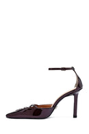 Women's Burgundy Ankle Buckle Thin Heel Patent Leather Shoes | Derimod Women's Burgundy Ankle Buckle Thin Heel Patent Leather Shoes | Derimod