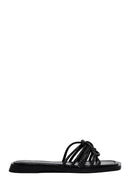 Women's Black Stoned Leather Slippers | Derimod Women's Black Stoned Leather Slippers | Derimod