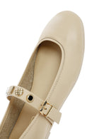 Women's Cream Buckled Leather Ballerinas | Derimod Women's Cream Buckled Leather Ballerinas | Derimod