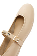 Women's Cream Buckled Leather Ballerinas | Derimod Women's Cream Buckled Leather Ballerinas | Derimod