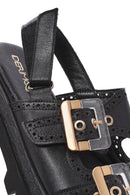 Women's Black Buckled Strappy Thick Soled Leather Sandals | Derimod Women's Black Buckled Strappy Thick Soled Leather Sandals | Derimod