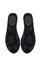 Kadın Siyah Desenli Espadril Terlik | Derimod Kadın Siyah Desenli Espadril Terlik | Derimod