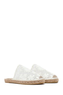 Women's Cream Patterned Espadrille Slippers | Derimod Women's Cream Patterned Espadrille Slippers | Derimod