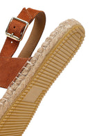 Woman Orange Woven Detail Suede Leather Espadrille Sandal | Derimod Woman Orange Woven Detail Suede Leather Espadrille Sandal | Derimod