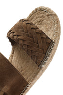 Woman Mink Knit-Detail Suede Leather Espadrille Sandals | Derimod Woman Mink Knit-Detail Suede Leather Espadrille Sandals | Derimod