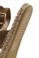 Woman Mink Knit-Detail Suede Leather Espadrille Sandals | Derimod Woman Mink Knit-Detail Suede Leather Espadrille Sandals | Derimod