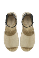 Women's Beige Suede Ankle Strap Espadrilles | Derimod Women's Beige Suede Ankle Strap Espadrilles | Derimod