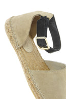Women's Beige Suede Ankle Strap Espadrilles | Derimod Women's Beige Suede Ankle Strap Espadrilles | Derimod