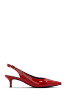 Women's Red Open Back Low Heel Patent Leather Shoes | Derimod Women's Red Open Back Low Heel Patent Leather Shoes | Derimod