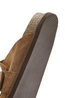 Women's Tan Strappy Suede Leather Slippers | Derimod Women's Tan Strappy Suede Leather Slippers | Derimod