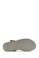 Women's Tan Strap Leather Comfort Sandals | Derimod Women's Tan Strap Leather Comfort Sandals | Derimod