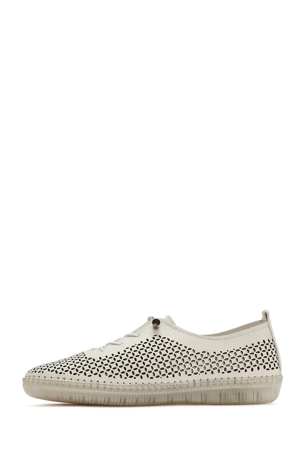 Kadın Bej Bağcıklı Deri Comfort Loafer