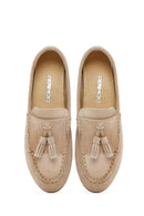 Women's Beige Suede Leather Masculine Loafer | Derimod Women's Beige Suede Leather Masculine Loafer | Derimod
