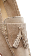 Women's Beige Suede Leather Masculine Loafer | Derimod Women's Beige Suede Leather Masculine Loafer | Derimod