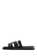 Women's Black Leather Slippers | Derimod Women's Black Leather Slippers | Derimod