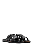 Women's Black Leather Slippers | Derimod Women's Black Leather Slippers | Derimod